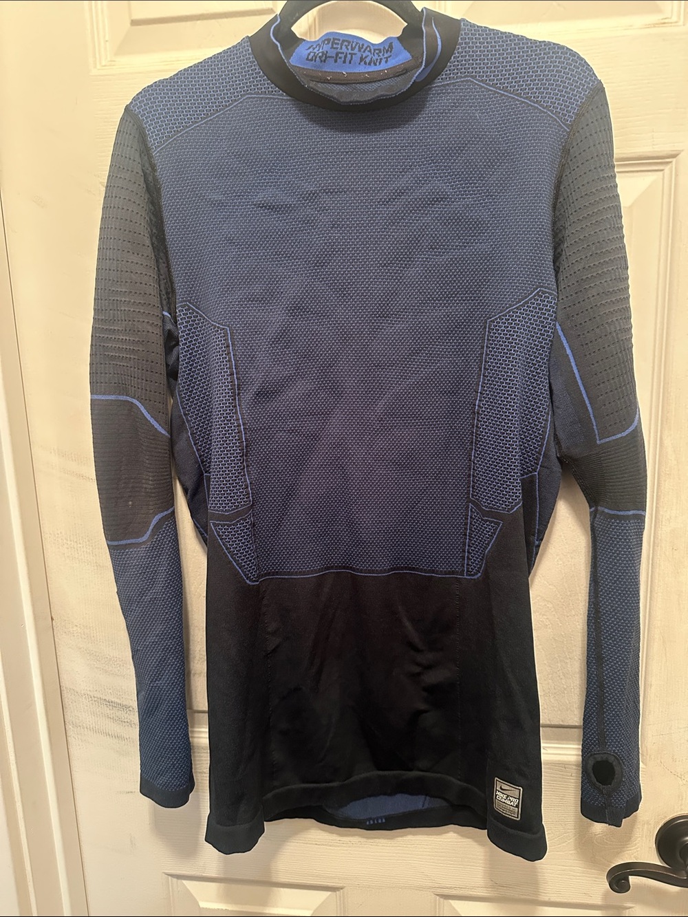 Nike Hyperwarm Dri-FIT Knit Long Sleeve Top - Blue & Black Trim